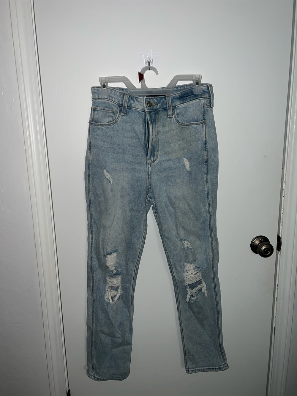 Hollister Light Blue Distressed Straight Leg Jeans